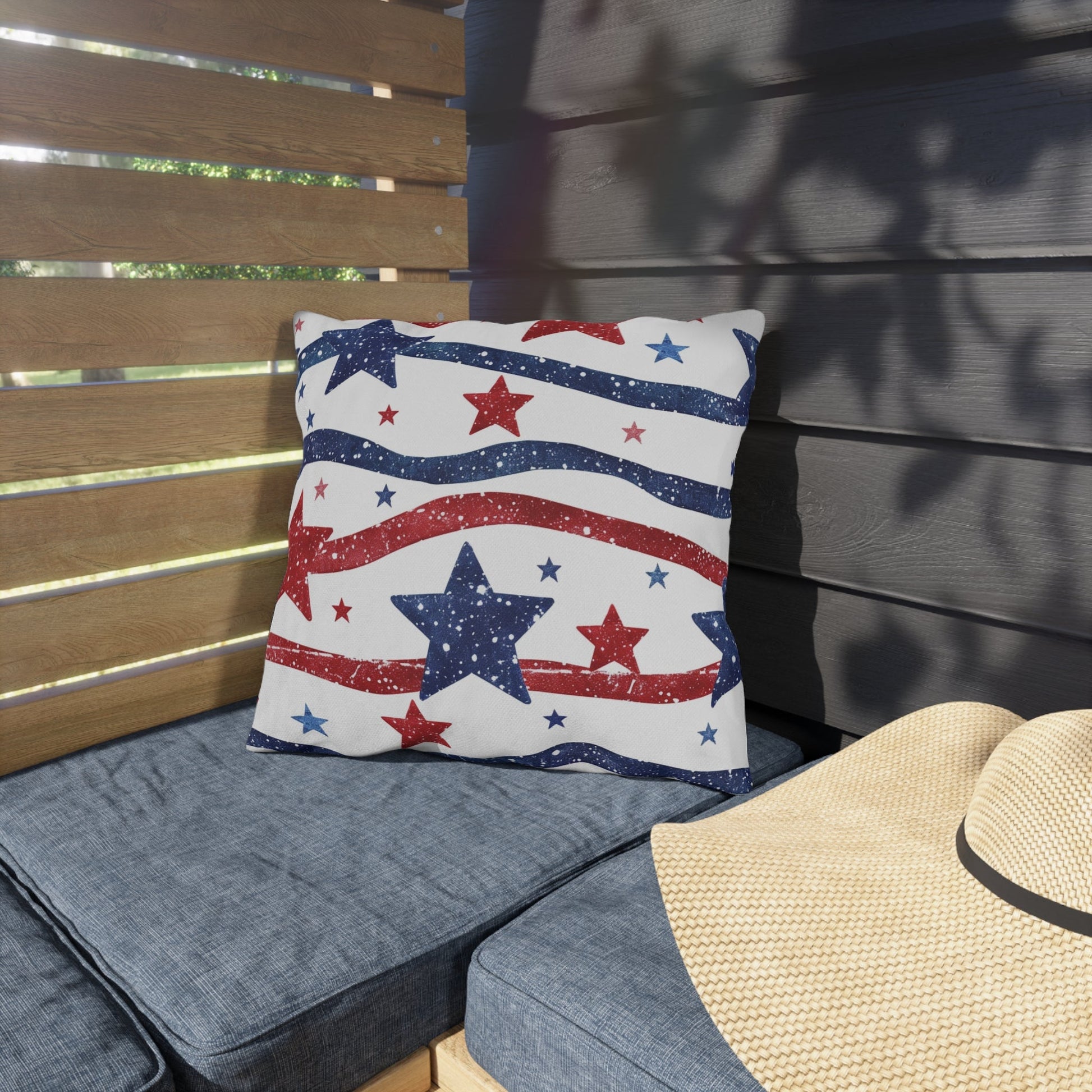 Patriotic Outdoor Pillows - Red, White & Blue Star Design - DS Artwork N Design
