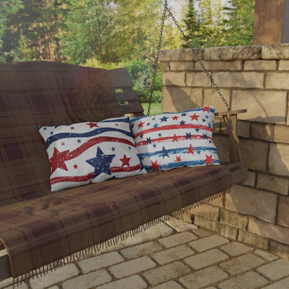 Patriotic Outdoor Pillows - Red, White & Blue Star Design - DS Artwork N Design