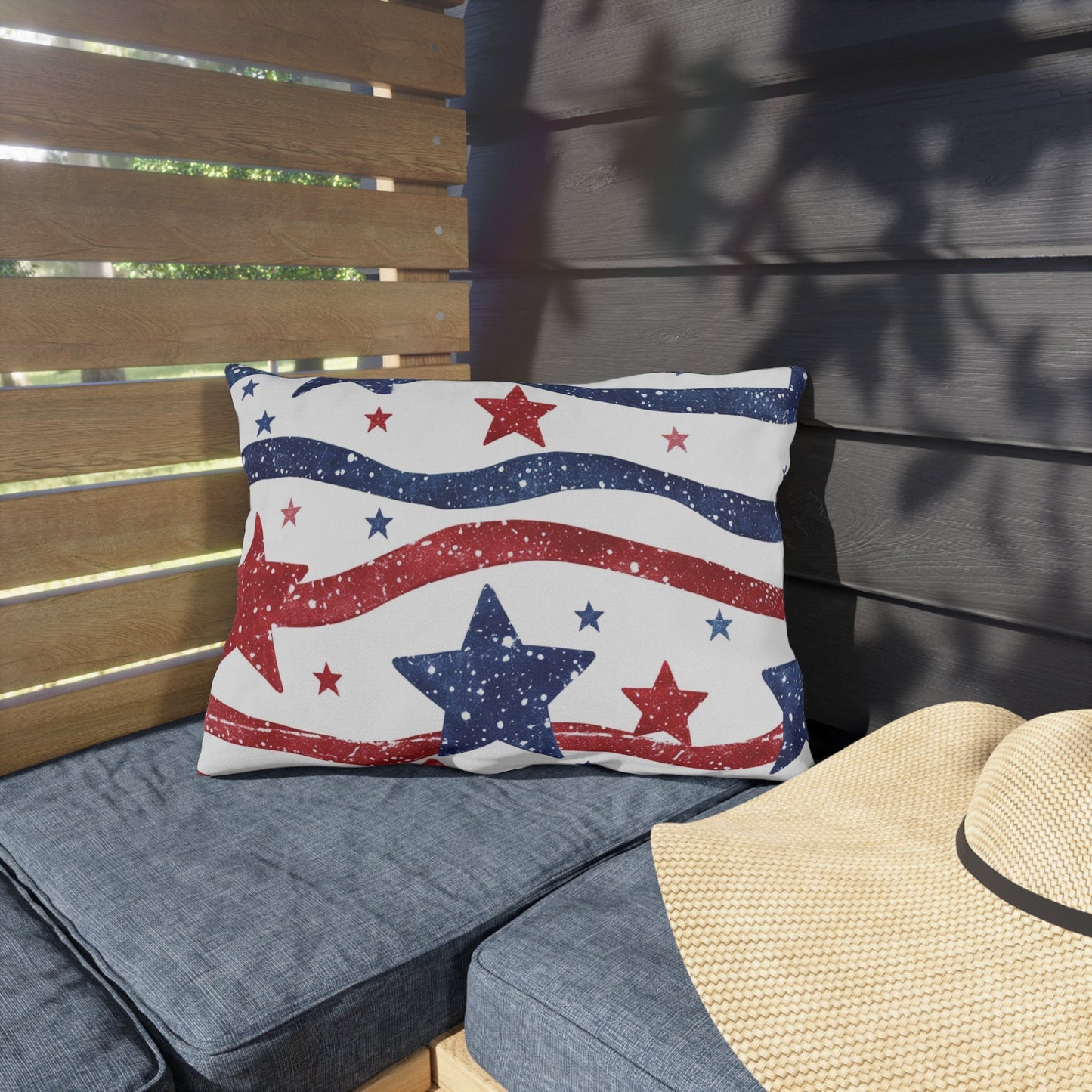 Patriotic Outdoor Pillows - Red, White & Blue Star Design - DS Artwork N Design