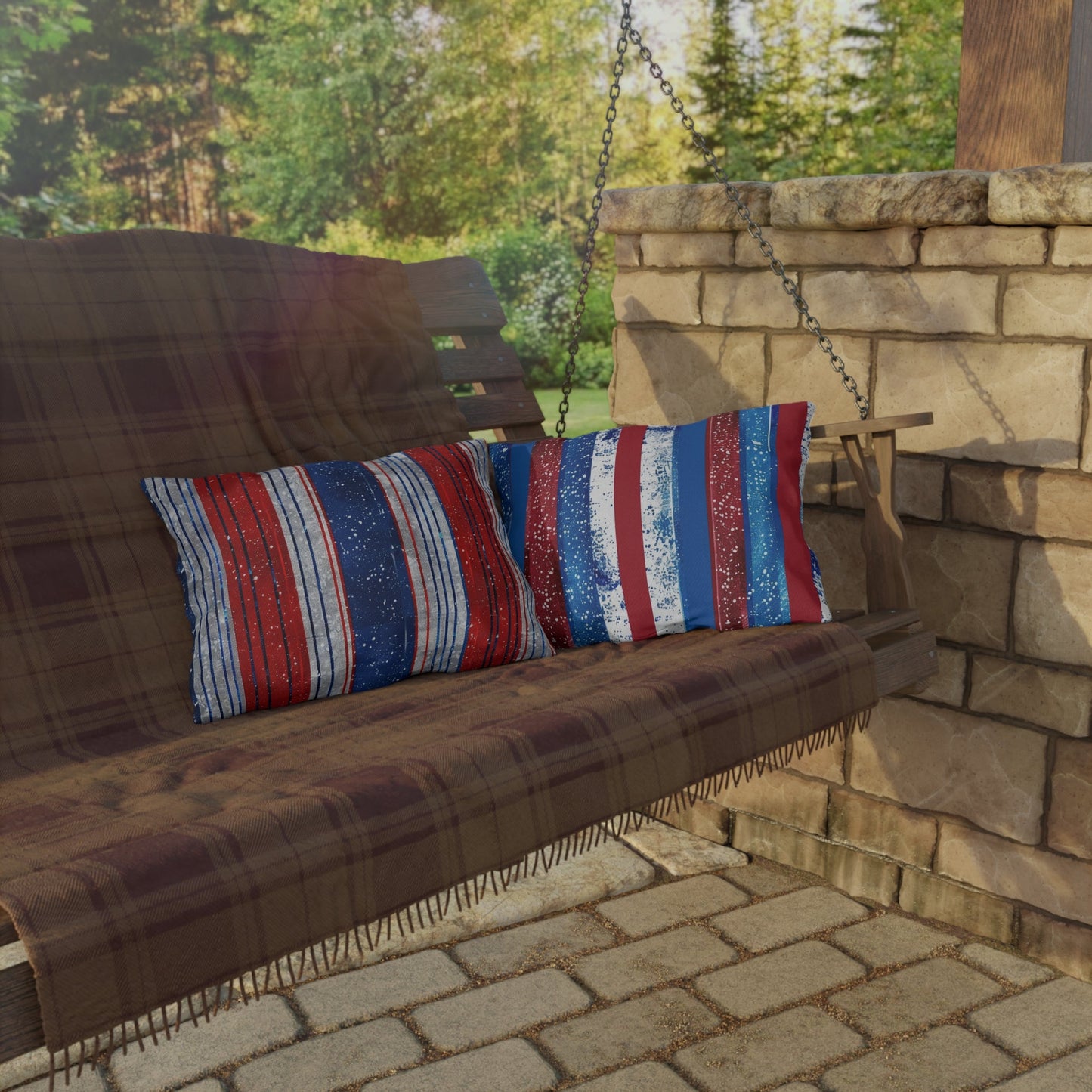 Patriotic Outdoor Pillows - Stripe Design - DS Artwork N Design