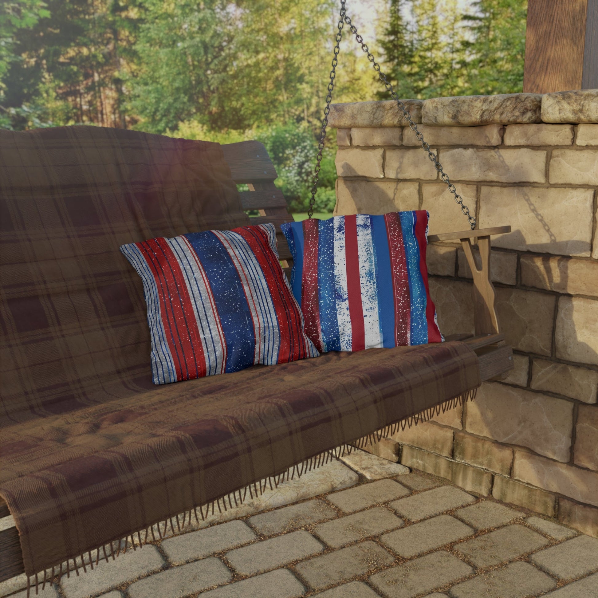 Patriotic Outdoor Pillows - Stripe Design - DS Artwork N Design