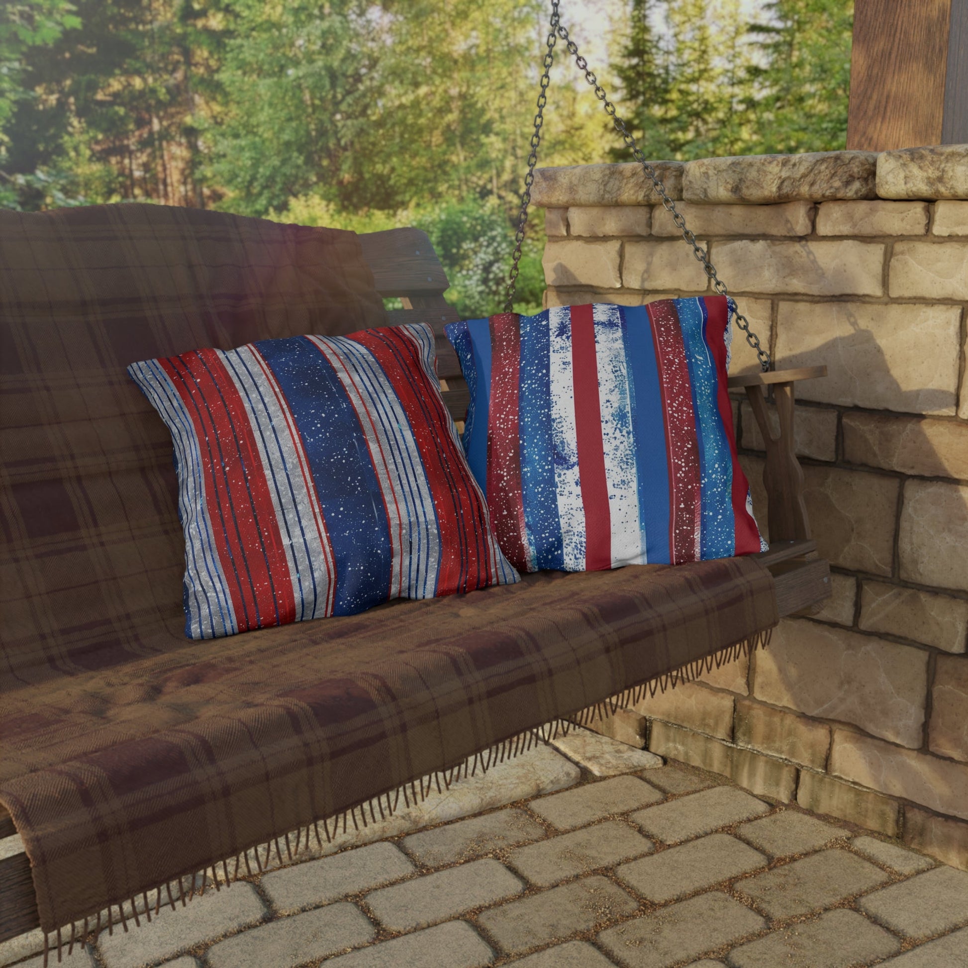 Patriotic Outdoor Pillows - Stripe Design - DS Artwork N Design