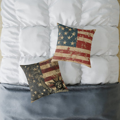 Patriotic Poly Canvas Pillow with American Flag - DS Artwork N Design