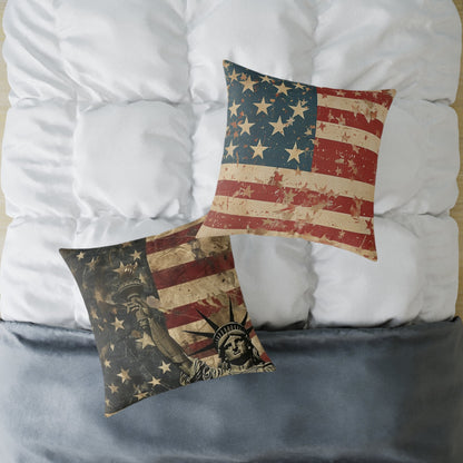 Patriotic Poly Canvas Pillow with American Flag - DS Artwork N Design