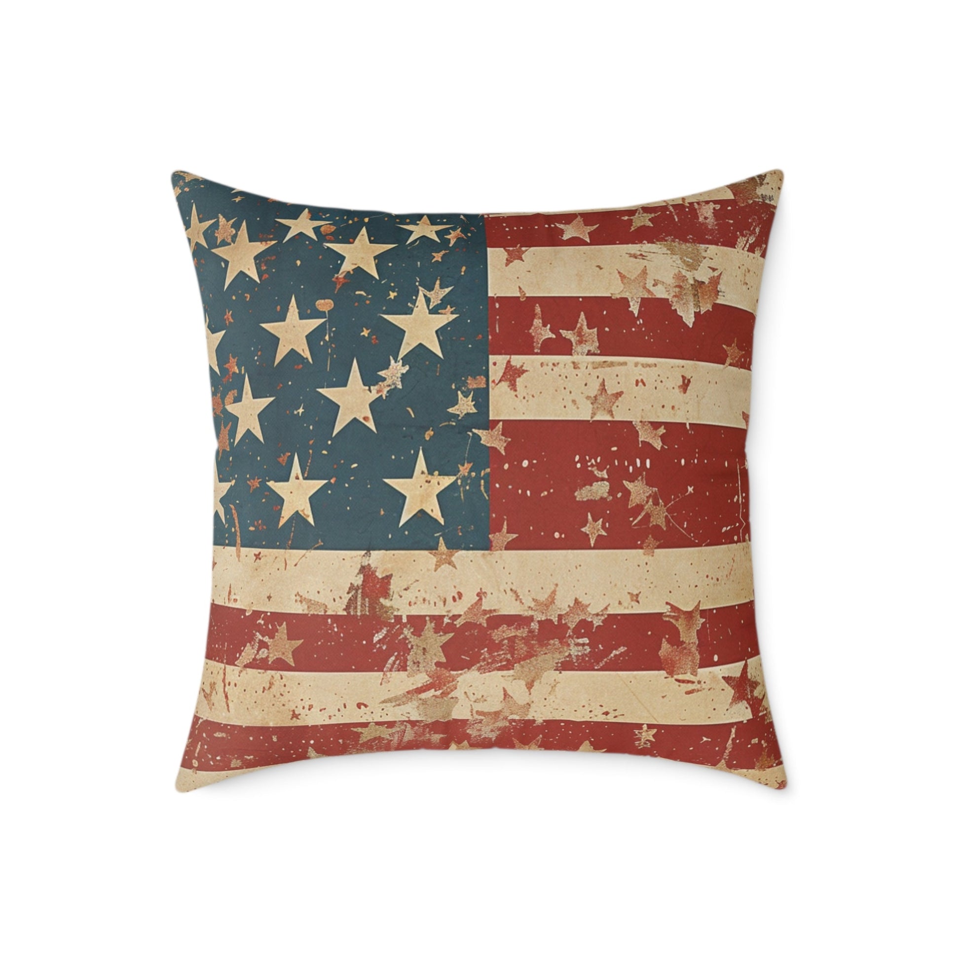 Patriotic Poly Canvas Pillow with American Flag - DS Artwork N Design