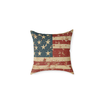 Patriotic Poly Canvas Pillow with American Flag - DS Artwork N Design