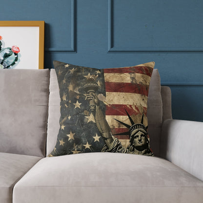 Patriotic Poly Canvas Pillow with American Flag - DS Artwork N Design