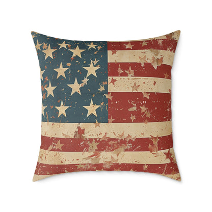 Patriotic Poly Canvas Pillow with American Flag - DS Artwork N Design