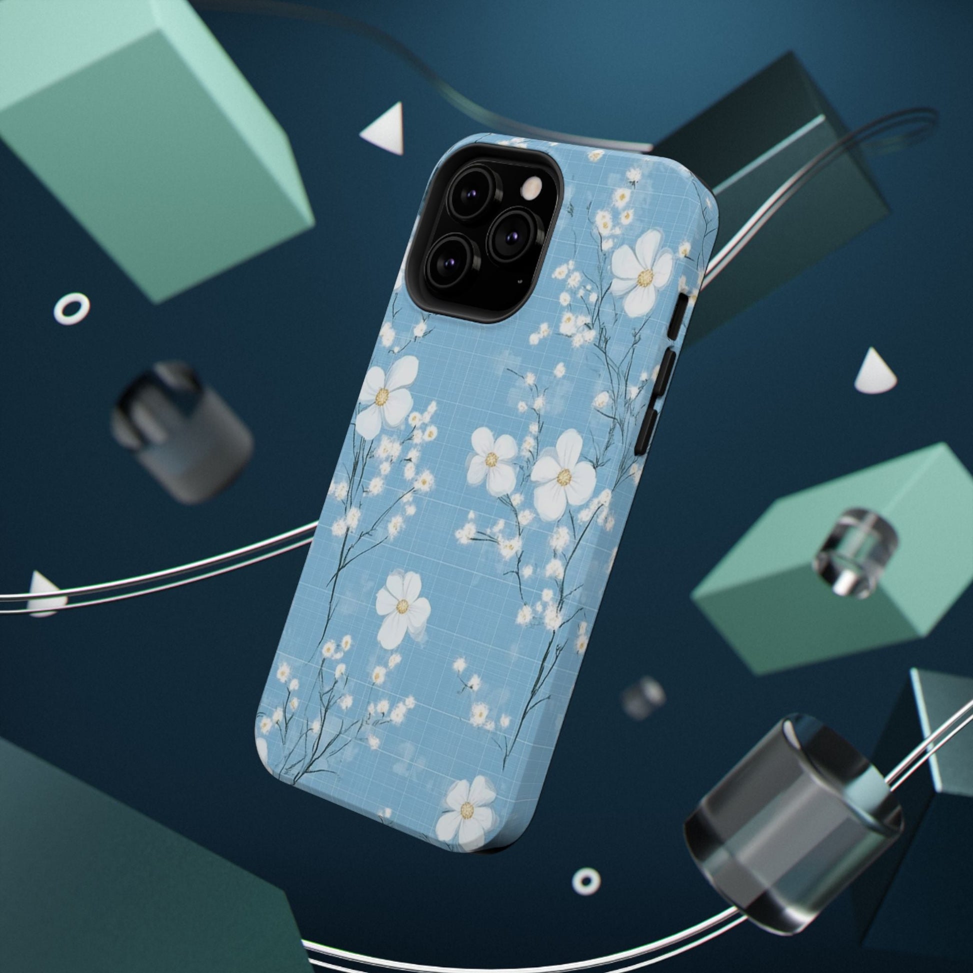Powder Blue Floral Impact - Resistant Phone Case - DS Artwork N Design