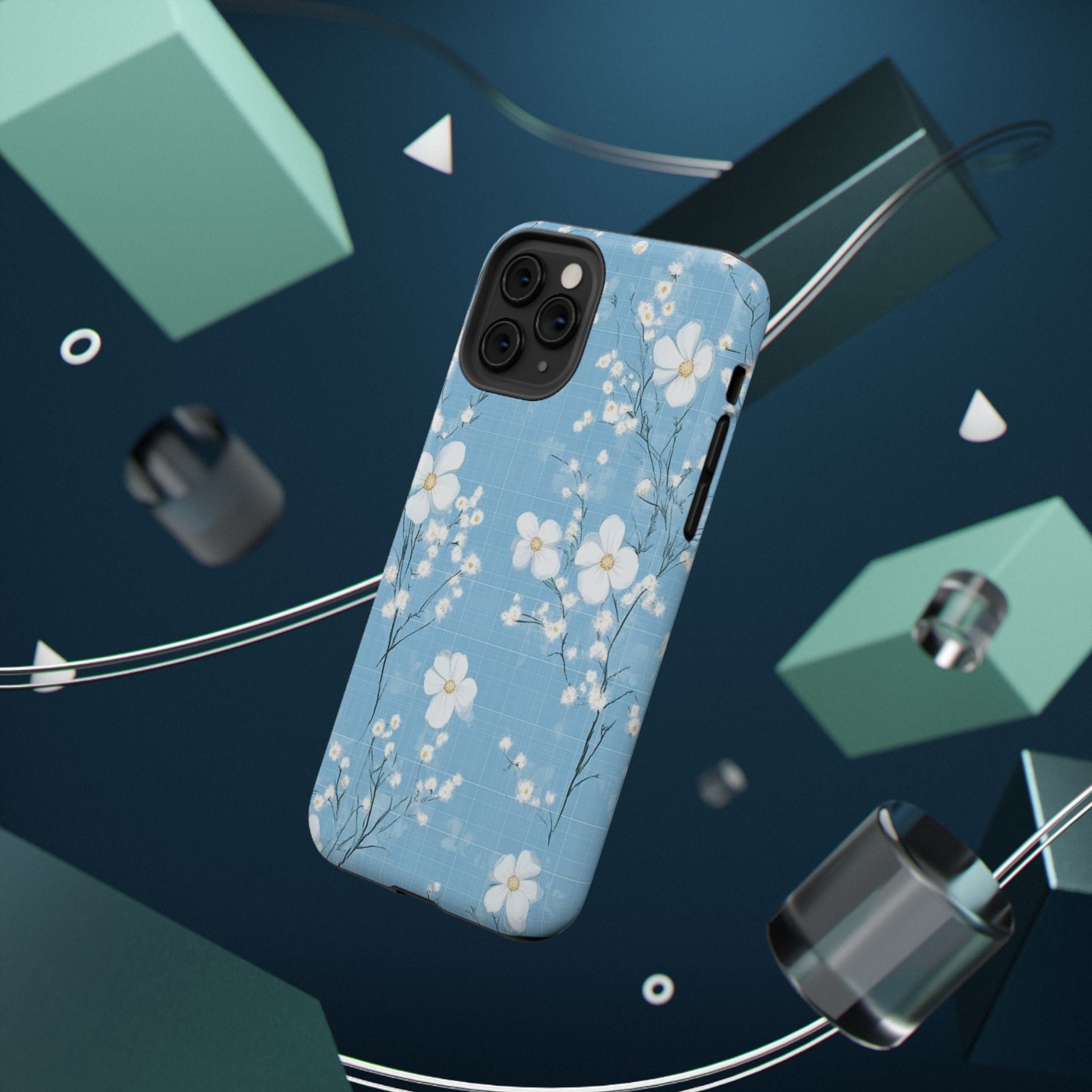 Powder Blue Floral Impact - Resistant Phone Case - DS Artwork N Design