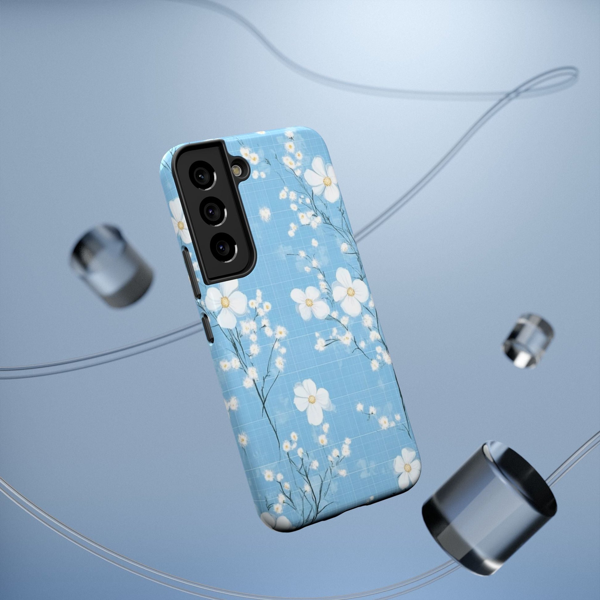 Powder Blue Floral Impact - Resistant Phone Case - DS Artwork N Design