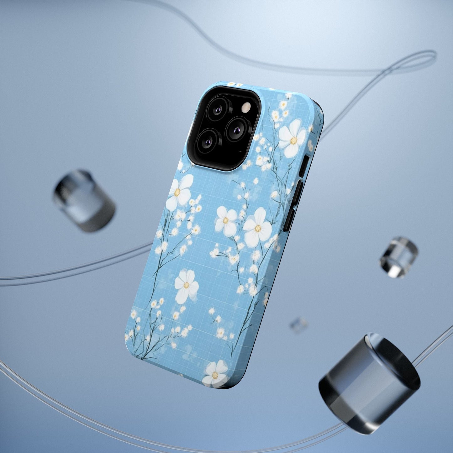 Powder Blue Floral Impact - Resistant Phone Case - DS Artwork N Design