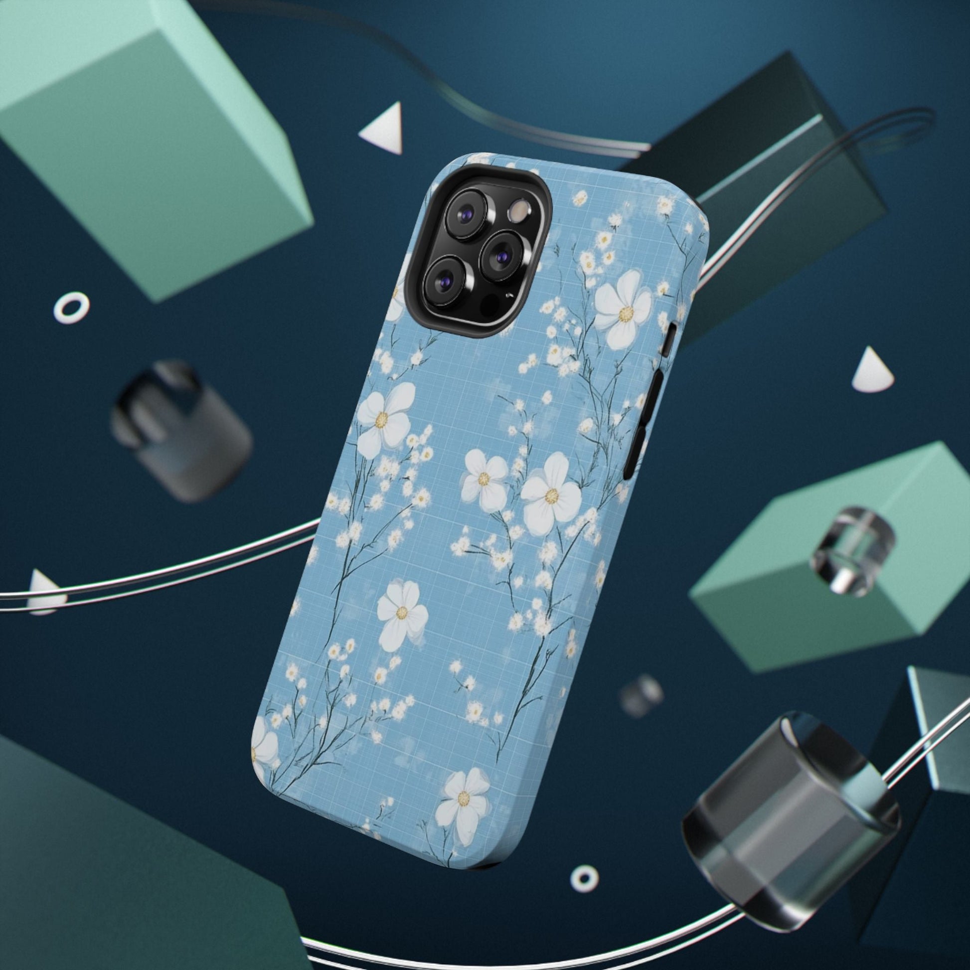 Powder Blue Floral Impact - Resistant Phone Case - DS Artwork N Design