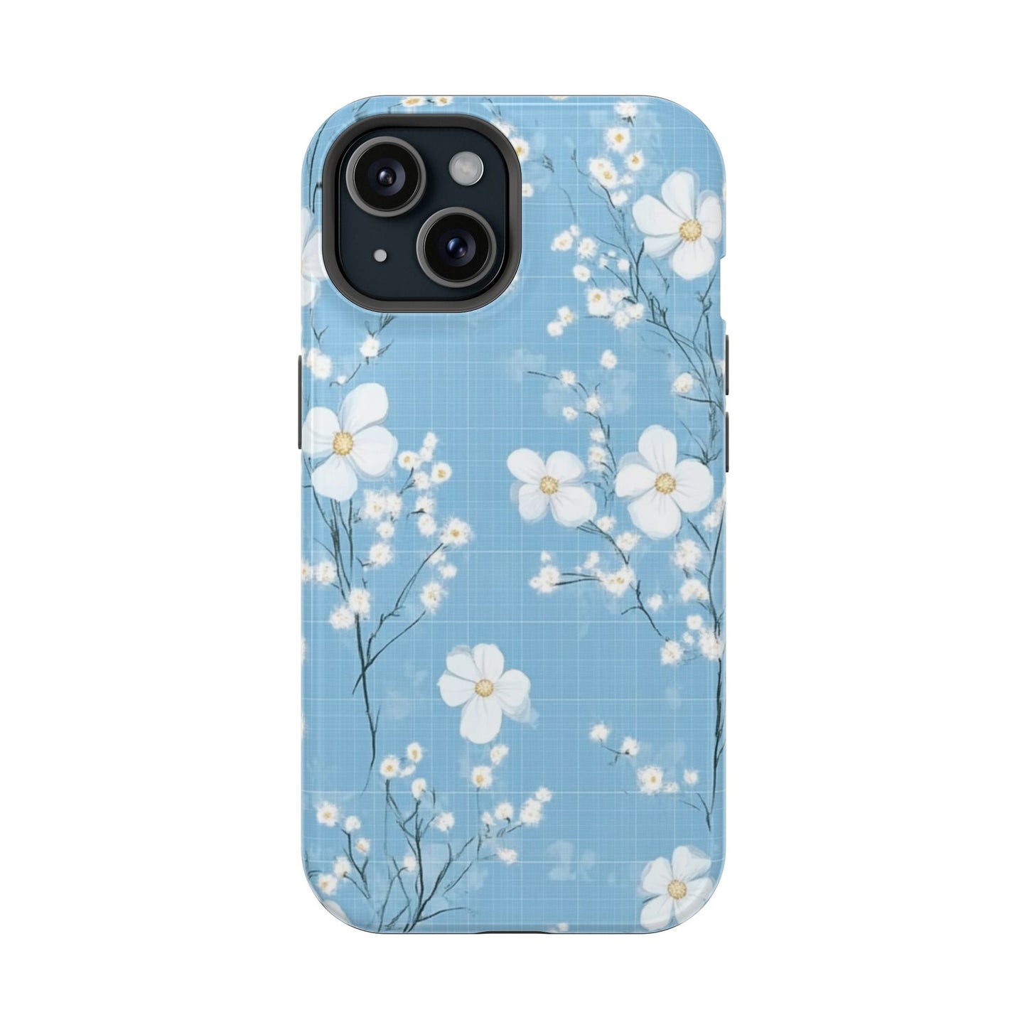 Powder Blue Floral Impact - Resistant Phone Case - DS Artwork N Design