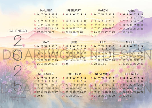 Spring Meadows 2025 Calendar - Digital download - DS Artwork N Design