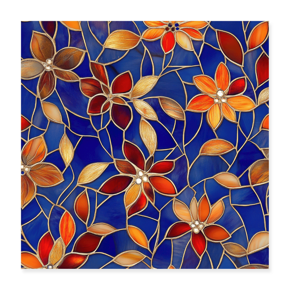 Stained glass flowers - Poster 16x16 - DS Artwork N Design