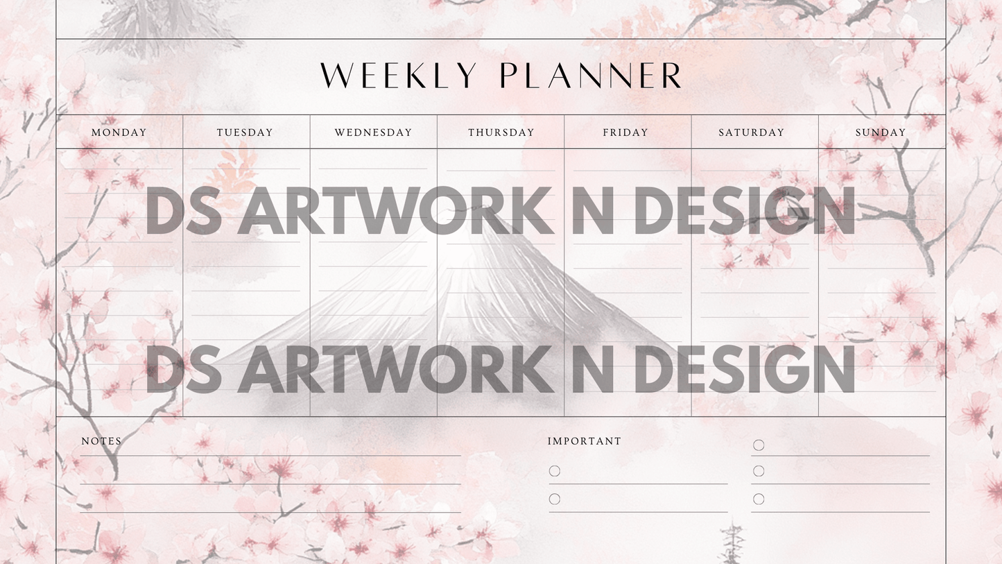 Weekly Planner - Cherry Blossom - DS Artwork N Design